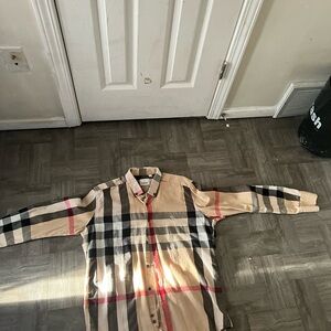 Burberry Tan and Black Plaid Shirt